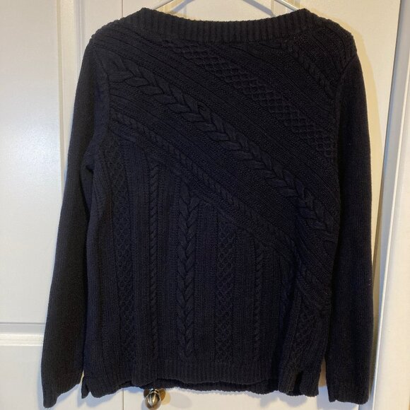 Talbots Navy Blue 100% Cotton Boat Neckline Sweater, Size XL - Picture 3 of 5